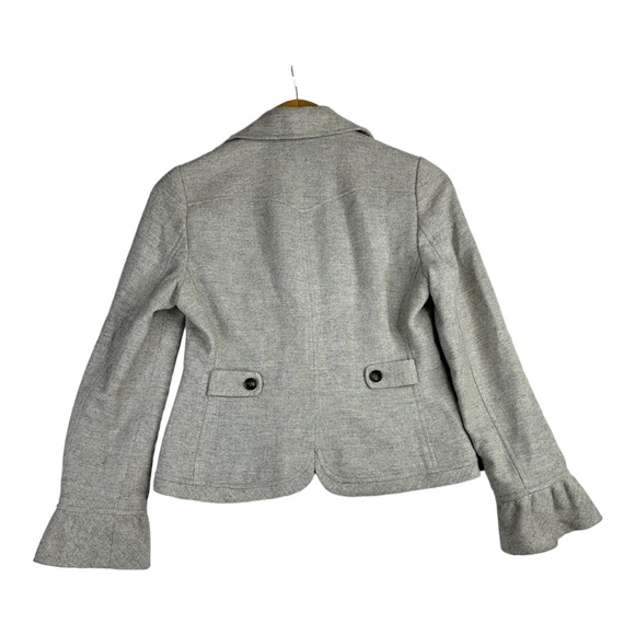 Banana Republic Women's Wool Jacket Oatmeal Gray Herringbone Coat Petite Small - Picture 2 of 8